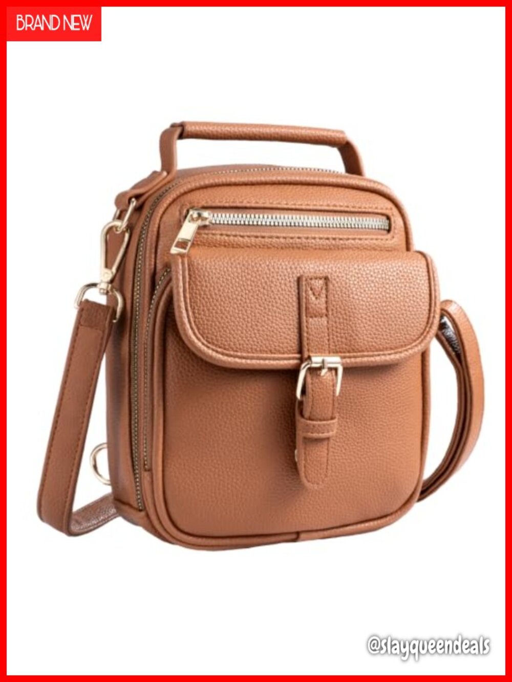 Vegan Leather Crossbody Bag for Women 2 Strap Anti Theft RFID Messenger Shoulder